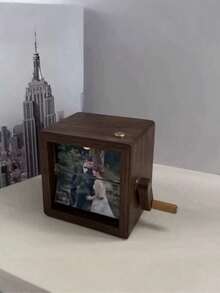 Custom Handmade Flip Book Photo Frame , Personalized Wood Hand-Cranked Animation Box, 8 Photos Display, Memorial Album With Beech/Black Walnut Fram, Suitable For Couples, Birthday, Anniversary, Christmas - Multicolor - View 6