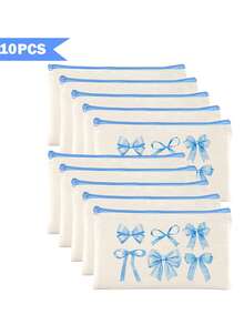 Sac organisateur de maquillage style Y2K avec nœud papillon, trousse de toilette de voyage portable, sac multifonctionnel, porte-pinceaux, étui à crayons, ensemble cadeau de fête, sac à fermeture éclair pour rouge à lèvres, pinceaux, téléphone, porte-monnaie, convient pour la maison, les voyages, la plage, la piscine, les fêtes, l'école - Beige - Voir 41