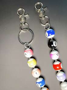 New Multicolor Billiard Ball Chain Belt, Punk Y2K Hip-Hop Waist Luxury Accessory, Halloween & Holiday Gift, Random Digit Sequence Delivery - Multicolor - View 4