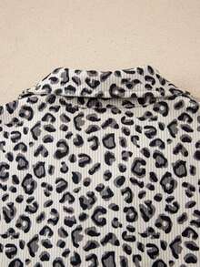 Acelitt Hanorac casual cu imprimeu leopard și rever cu fermoar pe un sfert pentru femei, la modă de iarnă - Multicolor - Vizualizare 5