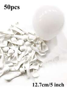 50pcs 5-Inch White Party Balloons, Happy Birthday, Jungle Theme Decorative Balloons, Gender Reveal Party, Wedding - White - View 7