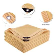 1片米色花园遮阳布，85%网眼，带孔眼，采用高密度聚乙烯（HDPE）透气材料制成，提供隐私保护，可用作遮阳篷/隐私屏风 - 米色 - 查看 7