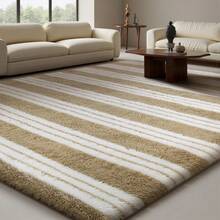 Sour Lemon Rugs Living Room Large Striped Area Rug For Bedroom, Washable Rug Anti Slip, Extra Large Fluffy Shaggy Rugs Modern Floor Carpets Mat Beside Carpet For Living Room, Bedroom,Home Decor - Striped Brown and White - View 8