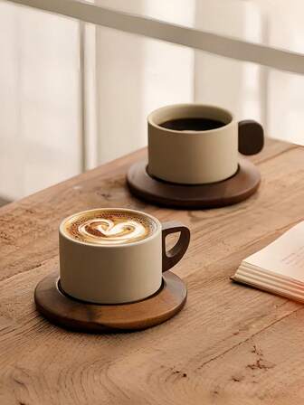 1 pieza Juego de taza y platillo de café con estilo vintage, taza y platillo cerámicos creativos y únicos, taza y platillo exquisitos de alta gama, taza elegante para latte/capuchino, adecuado para restaurante, sala de estar, cafetería, oficina, aeropuerto