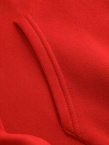 Nuevo conjunto de pareja, regalo para pareja, sudadera con capucha y bolsillo de forro polar cálido para novio y novia, sudadera casual diaria con diseño creativo impreso, patrón frontal en la parte superior - Pieza única roja para hombre - Ver 4