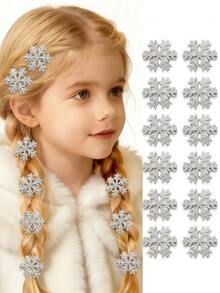 5 Peças/Conjunto Grampos de Cabelo com Strass em Formato de Floco de Neve, Acessórios de Cabelo com Clima de Natal - Adequado para Meninas e Mulheres, Pode Ser Usado no Dia a Dia, Festa, Combina com Estilos Vintage, Doce e Acadêmico, Ótimo Presente - Multicolorido - Visão 2