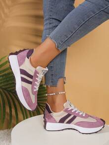Shoes Retro Chunky Sneakers Instep Bulky Running Sneakers For Women, Shoes For Women - Purple - View 6