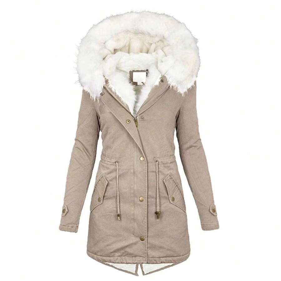 Women Winter Coats - Khaki - View 1