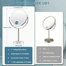 30倍放大化妆镜，双面1倍/3倍放大化妆镜，360°旋转亚克力旅行镜，可拆卸设计，是精准化妆的理想之选，也是一份很棒的礼物。 - 化妝鏡 - 查看 6