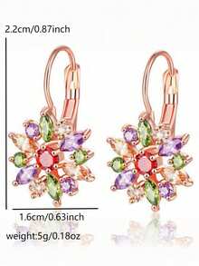 1 对时尚优雅的方晶锆石星形耳钉，适合日常佩戴、节日、聚会、旅行 - 銀色 - 查看 7