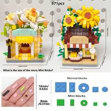 迷你城市街景积木套装，包含花店、文具店、小吃店、礼品店、商场，适合建筑爱好者，趣味十足的小规模搭建挑战，DIY创意家居装饰，房间装饰玩具，DIY益智玩具，成人积木套装礼物，适合节日、生日、圣诞节、情人节、复活节、母亲节、父亲节等场合的礼物。 - 城市街景迷你積木 - 查看 10