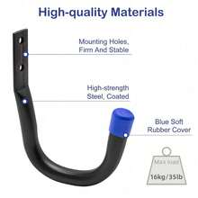 Heavy Duty 10 Piece Set Garage Wall Hook: Steel Tool Hanger, Garage Storage And Organization Rack - Blue - View 3