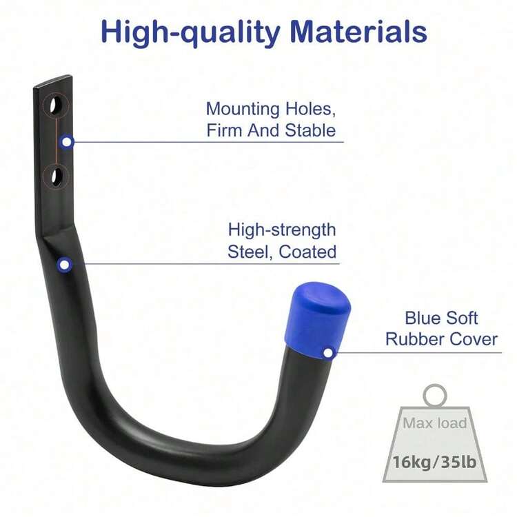 Heavy Duty 10 Piece Set Garage Wall Hook: Steel Tool Hanger, Garage Storage And Organization Rack - Blue - View 3
