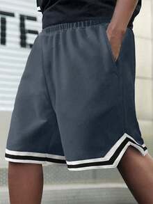 1 Peça Shorts Casuais, Confortáveis, Simples, Versáteis e Elegantes para Exercícios Externos, Verão, para Meninos Adolescentes - Chumbo - Visão 2