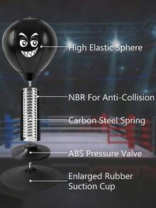 桌面拳击速度球，缓解压力，重型桌面拳击沙袋，带吸盘底座和气囊，可进行类似健身房的锻炼，适用于办公桌、地板表面、玻璃光面瓷砖，是反应训练、拳击训练的理想工具，也是运动健身房的必备配件和健身器材。