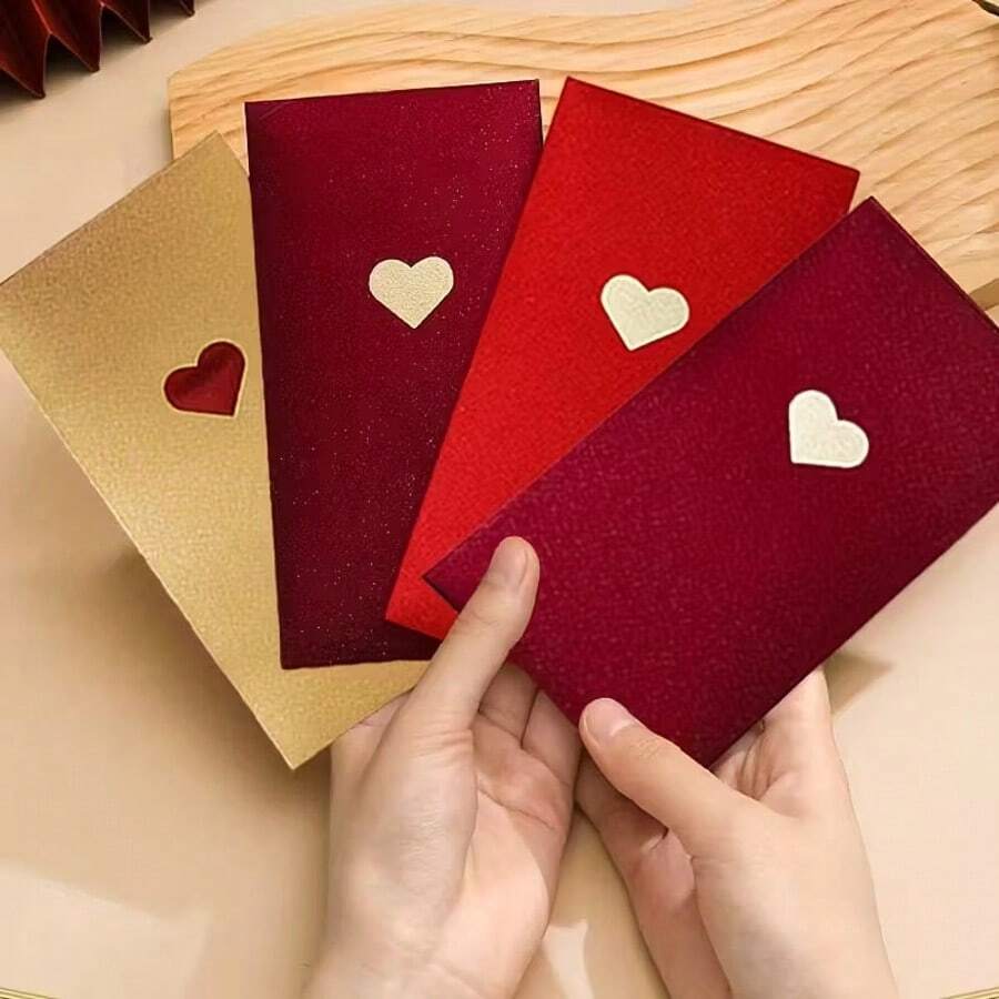 8Pcs High Quality New Year Red Envelope With Exquisite Love Patterns, Available In Three Colors - Perfect For Valentine's Day/Wedding Anniversary/New Year/Birthday, Holiday Money Holder, Festive Gift, Stylish Packaging, Decorative Envelopes - Multicolor - View 1