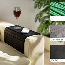 1pc Foldable Wooden Sofa Armrest Tray, Waterproof And Easy To Clean, Suitable For Armchairs, Dining Tables, Non-Slip Breakfast Tray, Multipurpose For Placing Blankets, Tables, Chairs, Carpets, Beds, Drinks, Phones, Snacks, Remote Controls, Coffee, Etc.