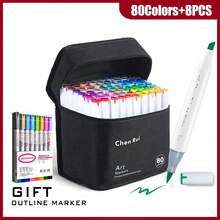 Chen Rui Multicolored Art Markers 48-180 Colors Double Tip Permanent Chisel & Brush Professional Marker Set For Drawing Coloring , First Day Of School - White - View 24
