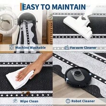 Kitchen Bordered Home Decor Geometry Area Rug Soft Low Pile Non Slip Carpet Stain Resistant Floorcover Washable Thin Non Shedding Entrance Runner Rug Modern Easy To Clean Printed Mat Throw Rug For Laundry Living Room Hallway Bathroom Bedroom Dinning Room - 黑色 灰色 - 查看 7