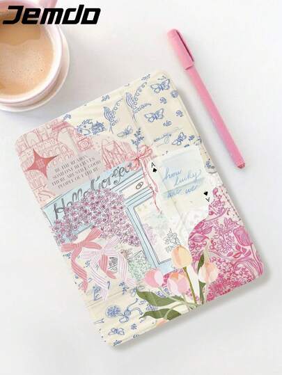 1 chiếc ốp lưng máy tính bảng phẳng họa tiết hoa tulip bướm tối giản, tương thích với iPad 10.2", iPad Pro 11" 2021/2020/thế hệ thứ 10, iPad (A16) 11" thế hệ thứ 11 2025, Galaxy Tab A8 10.5" 2022, Matepad 10.4/Tab, có khe cắm bút cảm ứng, chống rơi, giá đỡ máy tính bảng, hỗ trợ tự động tắt/mở màn hình.