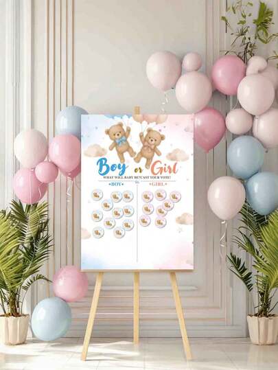 Party Game Gender Reveal Poster Shower Supplies Atmosphere Decoration Props For Boys Or Girls Anniversary Gift Party Decoration Happy Birthday Party Wedding Gift Bridal Shower Party Voting Poster