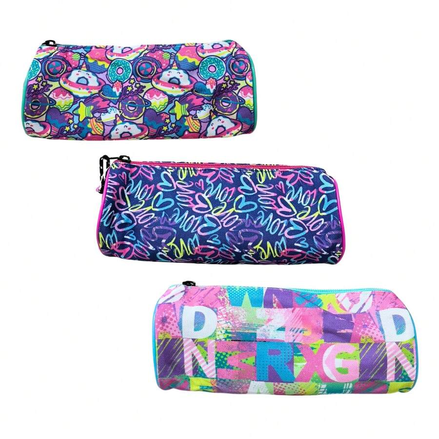 Bolsa para Lápices con 3 Diseños Diferentes - Práctica, Funcional y con Estilos Variados que Brindan Organización, Comodidad y Toque Personal para Escuela, Oficina, Tareas y Uso Diario - LETRAS - Ver 1