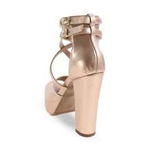RE&TON Sandália Feminina Meia Pata Salto Alto Grosso MP9 - Rosê Gold - Visão 5