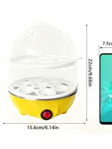 Un hervidor de huevos rápido diseñado para el mercado estadounidense, capaz de cocinar al vapor 7/14 huevos que son fáciles de pelar, que incluye un hervidor de huevos automático, con un hervidor de huevos eléctrico amarillo. - Multicolor - Ver 7