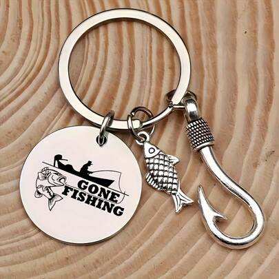 1pc Unisex Fishing Enthusiast Designed Time Gem Keychain Pendant Bag Accessory Gift