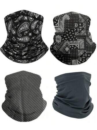 4pcs Summer Outdoor Sunscreen Neck Gaiter Multifunctional Magic Headband, Breathable Scarf, Cycling Face Mask, Quick-Drying