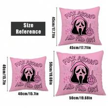 MEMNUN 4 vỏ gối polyester in họa tiết Halloween màu hồng và chữ [Không có ruột gối], 17,7*17,7in (45*45cm)/19,69*19,69in (50*50cm)/15,75*15,75in (40*40cm), [In một mặt] Vỏ gối trang trí Halloween cho ghế sofa, giường, phòng khách, phòng ngủ, ô tô, văn phòng, khách sạn, mọi mùa, quà tặng hoàn hảo cho gia đình và bạn bè - Nhiều màu - Xem 4
