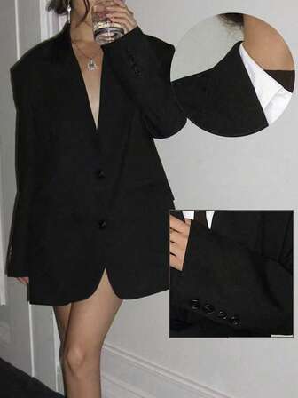 Lätt kavajjacka för dam. Denna avslappnade men ändå snygga, medellånga och formella kavajjacka med spetsig krage passar för banketter, bröllop, festivaler, fester och utflykter. Det är ett elegant och distinkt klädesplagg för höstsäsongen.