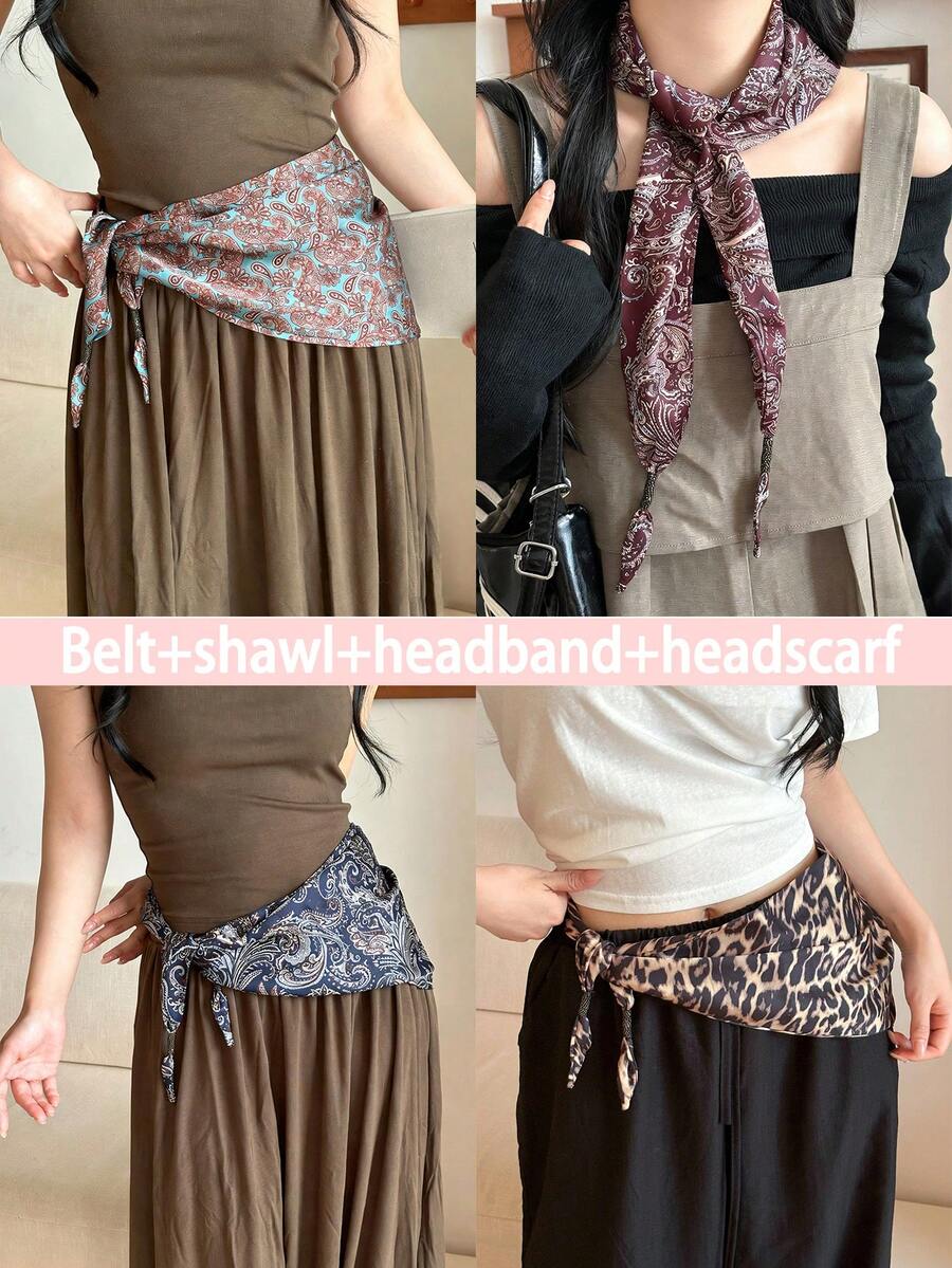 Women's Fashion Paisley Pattern Belt, Cashew Flower Knitted Fashionable Tie, Party Costume Prop, Shirt Accessory, Creative Space, Desktop Decor, Birthday Surprise, Christmas Gift For Family And Friends - Multicolor - View 1