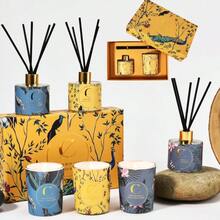 两件套/香氛蜡烛及5支无焰香薰棒，1支多香型蜡烛，天然植物香氛，无烟天然大豆蜡香氛蜡烛，持久留香，室内浴室皆宜，礼盒装 - 彩色 - 查看 2