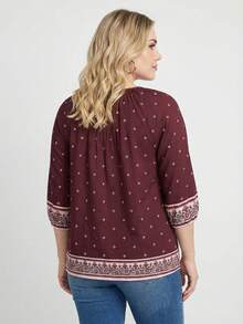 Women's Spring And Summer V-Neck Semi-Open Cardigan With All-Over Prints, Spliced Cuffs And Hems With Unique Prints, A Daily Home-Style Top. - Multicolor - View 4