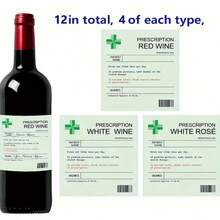 6-Pieces Set Of Fun Prescription Wine Labels, Christmas Fun Novelty Labels, Wine Champagne Bottle Stickers