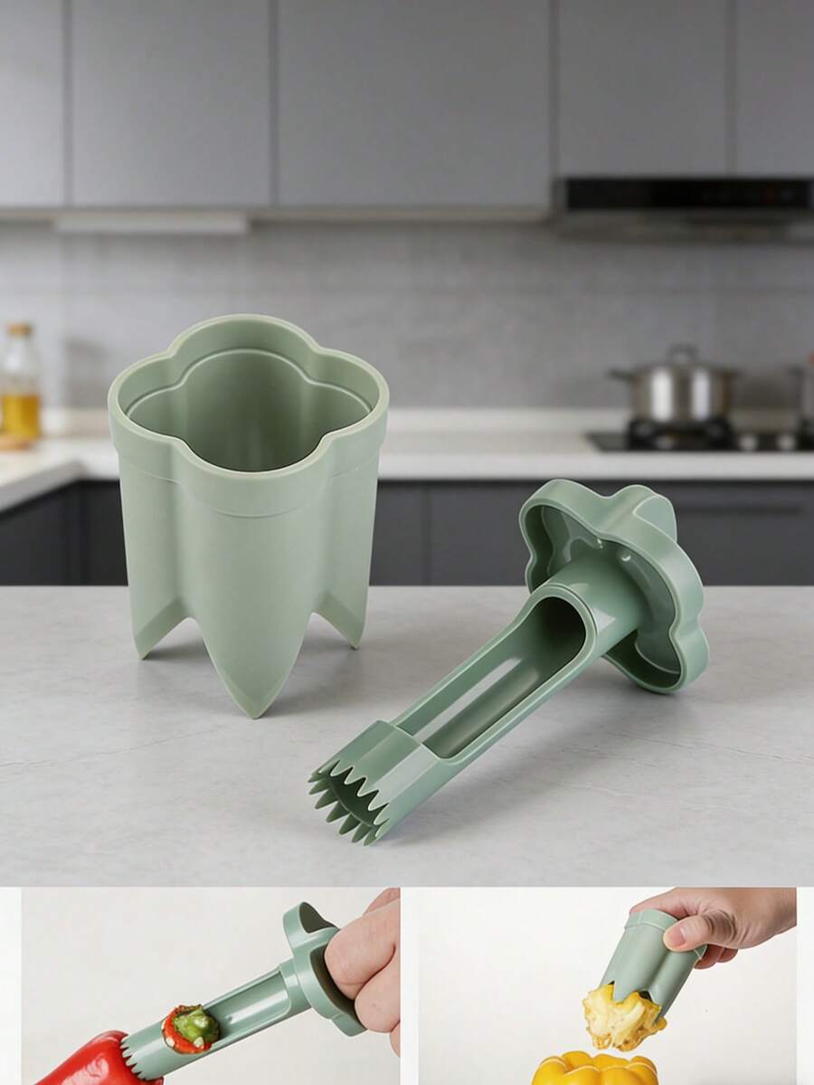 Fruit & Vegetable Seed Remover - Easily Remove Chili Pepper Seeds - Easy To Use Fruit & Vegetable Seed Remover - ABS Plastic Kitchen Seed Removal Tool - Multicolor - View 1