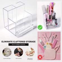 1pc Shmian Nail Drill Bit Storage Box, Pink Transparent Nail Art Display Case, Acrylic Cosmetic Organizer, Nail Art Tool Display Rack - Multicolor - View 5