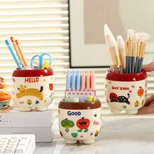 1 st kreativ pennhållare i dopaminfärg, modulär design med dekorativa klistermärken, vattentät, robust struktur, kompakt och praktisk för hem, kontor, kosmetika, penn- och blyertspennförvaring, rolig tecknad design - perfekt present till skolstartssäsongen