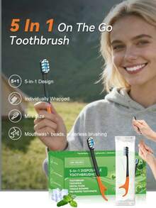 24PCS Exploded Bead Toothbrush Disposable Adult Cleaning Toothbrush Portable Travel Toothbrush With Dental Floss - Multicolor - View 1