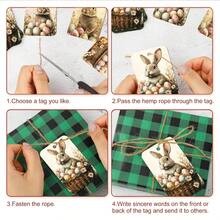 50 Thẻ quà tặng hình thỏ và trứng Phục sinh cổ điển kèm dây gai dầu - Nhãn treo hình thỏ dễ thương cho ngày lễ, dùng để gói quà và trang trí tiệc, Thẻ quà tặng giấy Phục sinh - Nhiều màu - Xem 6