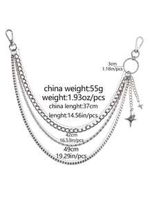 1pc Punk Style Pentagram Pendant Pants Chain, Tassel Metal Chain Waist Chain, Suitable For Daily Outfit Summer, School Autumn-Winter Accessories Halloween Costume,Suitable For Teens, Youth,Men,Casual, Outdoor, Athletic, Vacation, Graduation Gifts, Birthday, Daily Wear - Multicolor - View 10