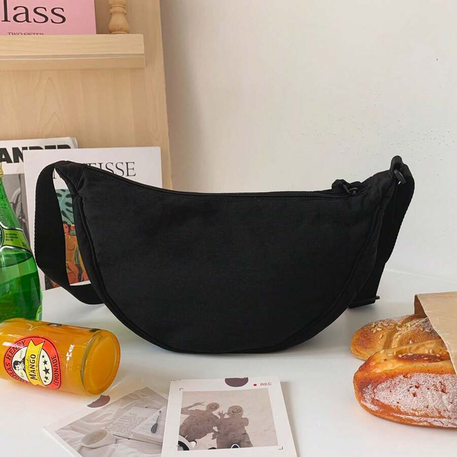 Sac bandoulière femme style ravioli, sac bandoulière léger en nylon, sac à bandoulière polyvalent - Noir - Voir 1