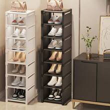 4/6/8层可调节金属鞋架 - 便携式玄关收纳整理架，无需工具即可安装，适用于宿舍和家庭，多层运动鞋和皮鞋收纳方案，简约黑白设计 | 耐用鞋架