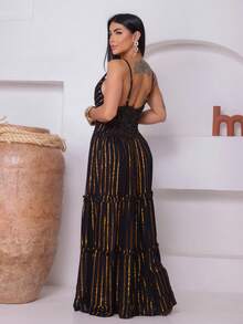 Boho Long Dress With Lurex Detail - Negro - Ver 2