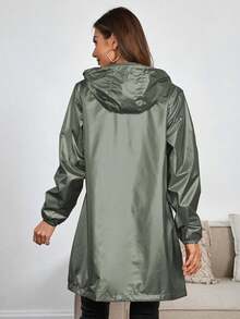 Women's Casual Hooded Jacket With Pockets, Lightweight Long Coat, Suitable For Spring/Autumn/Winter Daily Wear, Women's Autumn Clothing - Green - View 4