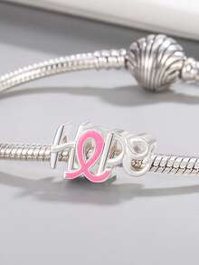 1 pieza Pulsera y Collar de Cuentas con Tema de Prevención del Cáncer de Mama "HOPE" Conmovedor, Regalo con Significado de Caridad Significativo - Plateado - Ver 2