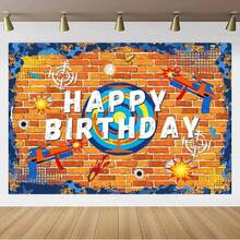 Telón de fondo para fiesta de cumpleaños de niños con dardos y pistolas de agua - Sin baterías requeridas, sin plumas, perfecto para celebraciones temáticas - Multicolor - Ver 28