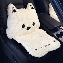 1 pieza Cojín de asiento de coche para invierno, almohadilla de asiento mullida para prevenir el dolor de cadera, con soporte lumbar integrado, diseño lindo para mujeres, cojín de asiento de coche para aumentar la altura - Blanco y Negro - Ver 11