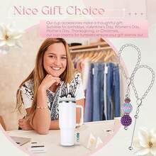 12pcs Beaded Pendant Charms With Handles, Blank Cup Accessories Suitable For Water Bottles, Bulk For Handmade Gifts, DIY Projects - Keychain - View 8